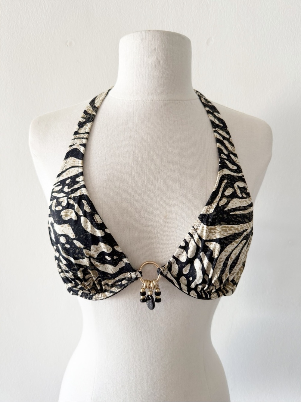 Y2K Lascana for Venus Animal Print Underwire Halter Neck Bikini Top Size A